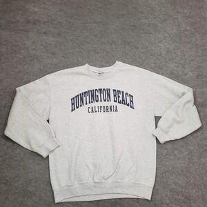 Huntington Beach Sweater Mens‎ Medium Gray Surfing California Pullover Adult
